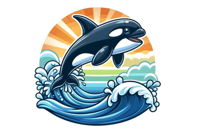 Killer whale springing