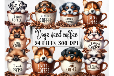 Dog clipart, dogs clipart, coffee clipart