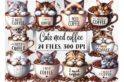 Cat clipart, cats clipart, coffee clipart