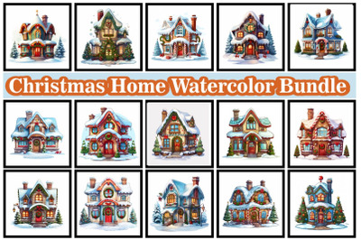 Christmas Home Watercolour Bundle