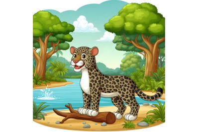 Cartoon Illustration of Jaguar