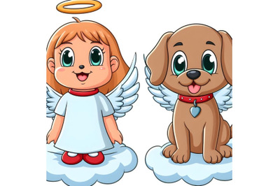 Cartoon Smiling Angel Puppy