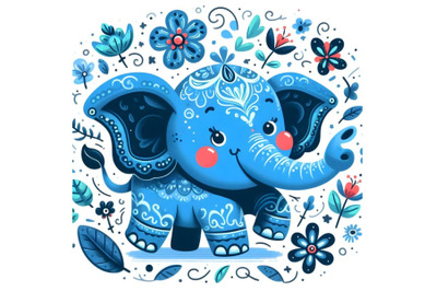 Blue Cartoon Elephant