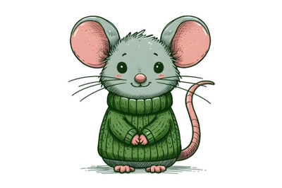 mouse in green sweater