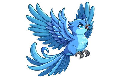 Majestic beautiful blue bird with wings spread wide emitting a feeling