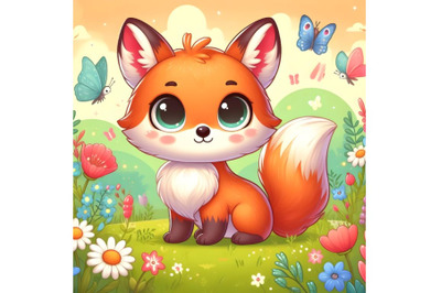 cartoon and Vector illustration of fox