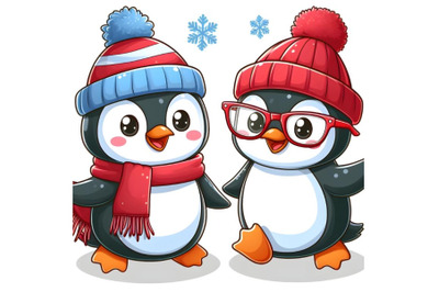 Cartoon Penguin with red glasses