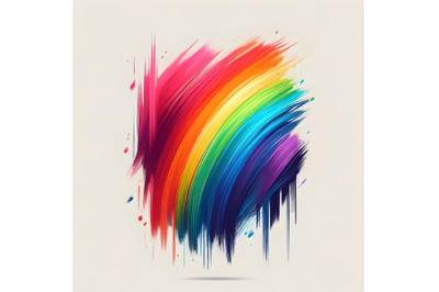 A rainbow color brush stroke