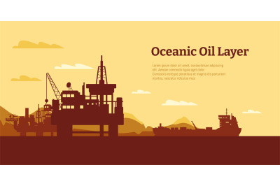 Offshore oil rig background. Oil platform with derrick and crane, oil
