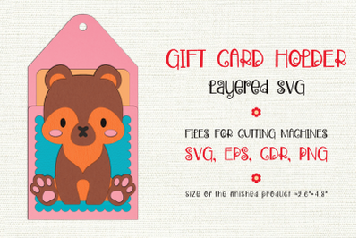 Cute Bear Cub | Birthday Gift Card Holder | Paper Craft Template