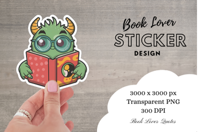 Book Lover Monster Sticker Sublimation