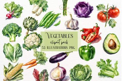 Watercolor Vegetables, Farm Clipart