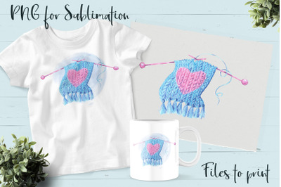 Cute Knitting . Design for printing.