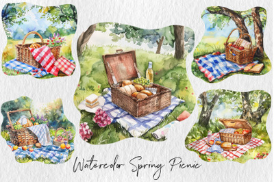 Watercolor Spring Picnic