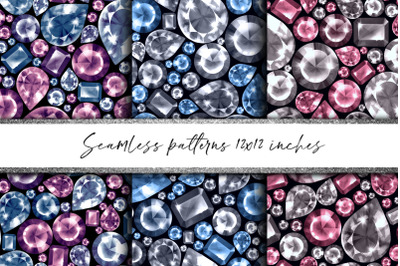 Seamless patterns of gemstones | Jewerly digital paper