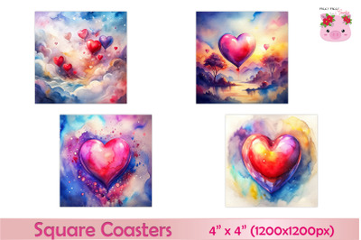 Heart Love Printable Valentine Coasters Graphic