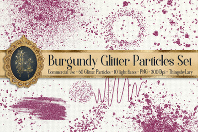 70 Burgundy Glitter Particles Set PNG Overlay Images