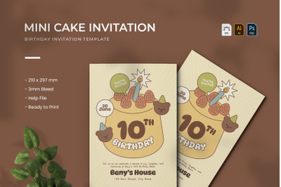Mini Cake - Birthday Invitation