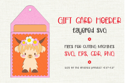 Highland Cattle | Birthday Gift Card Holder | Paper Craft Template