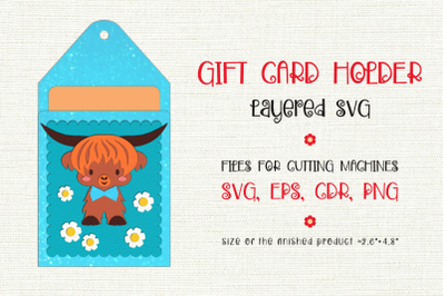 Highland Cow| Birthday Gift Card Holder | Paper Craft Template