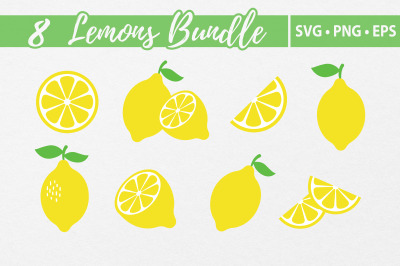 Lemons Vector Bundle. Summer illustrations. Lemons SVG PNG cut files.
