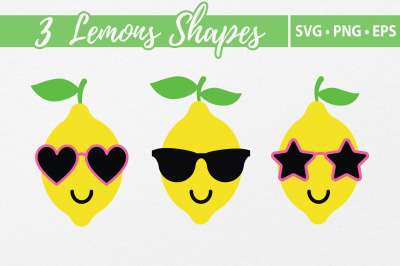 Lemons in glasses cute kids summer illustration. SVG PNG Vector clipar