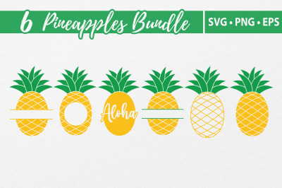Pineapples Vector Elements and Shapes. SVG PNG Aloha Cut files