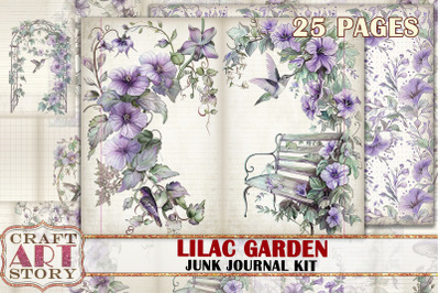 Vintage Lilac Garden Junk Journal Kit,spring ephemera