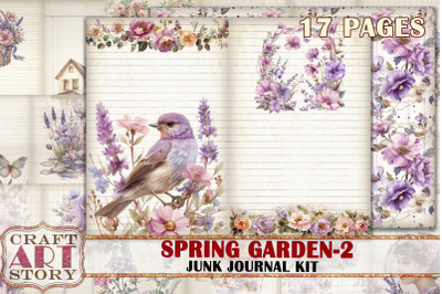 Spring Garden Junk Journal Kit-2,Floral Scrapbook ephemera