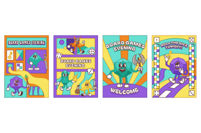 Board games evening event banners. Invitation poster or flyer design w