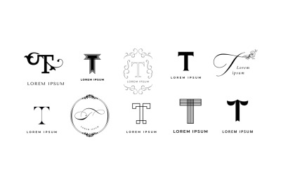 Creative T emblem. Letter t monogram for text writer, tea or tech bran