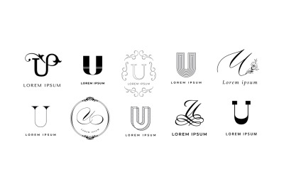 Creative U emblem. Letter u monogram for modern urban or unicrorn comp