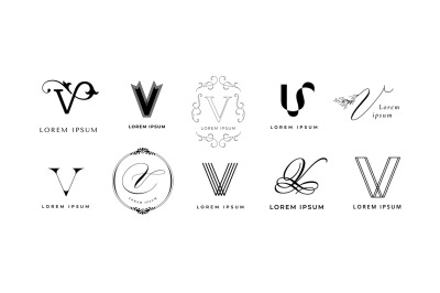 Creative V emblem. Letter v monogram vintage and modern branding templ