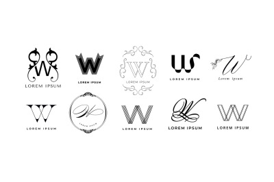 Creative W emblem. Letter w monogram for wedding invitation, wealth an