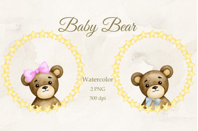 Portrait of a baby bear. Boy Girl. PNG