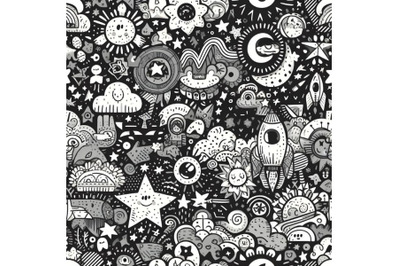 Vector kids pattern with doodle textured stars