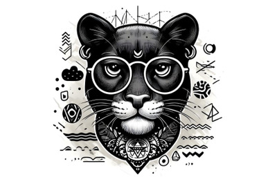 hipster panther with glasses