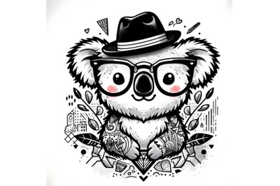 hipster koala with glasses