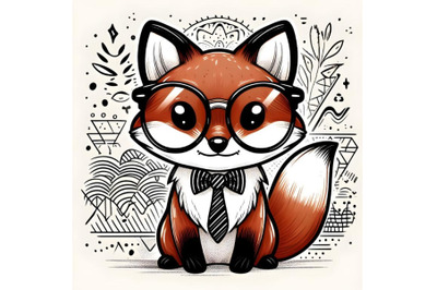 hipster fox with glasses