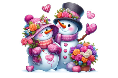 Decorative flower lover snowman