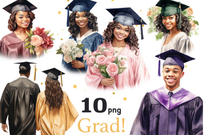 Graduation Black Girl Clipart | Graduate Clipart PNG