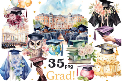 Graduation Clipart Bundle | High School Clipart Set