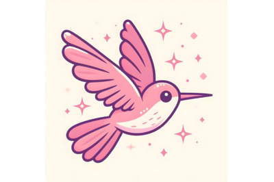 Simple pink illustrated hummingbird