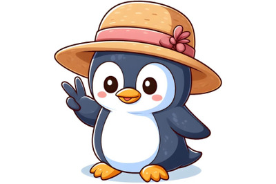 Cute Cartoon Penguin in a hat