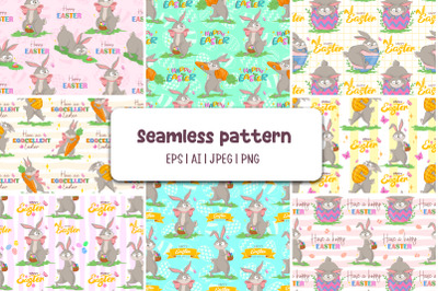 Seamless pattern with funny Easter bunny