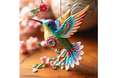 Colorful hummingbird ornament