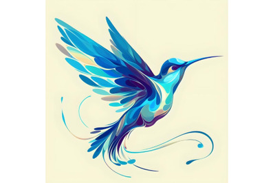 Abstract blue hummingbird