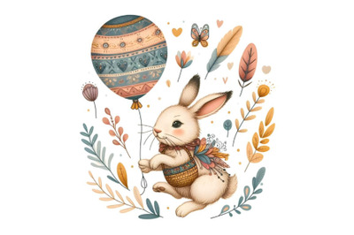 Little hare fly with balloon boho style