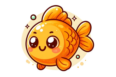 Golden fish cartoon with smile