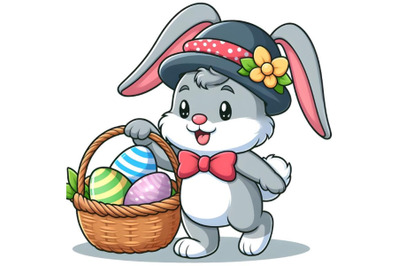 Easter Bunny carrying basket of an Easter egg